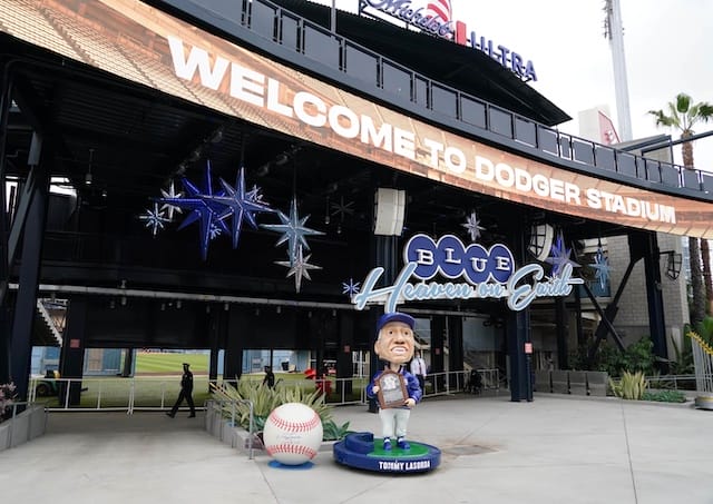 Tommy Lasorda bobblehead, Dodger Stadium center field plaza
