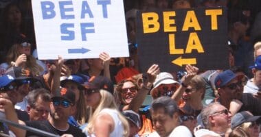 Dodgers fan, Giants fans, Beat SF sign, Beat LA sign