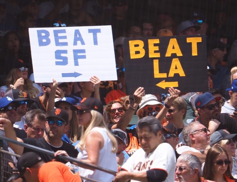 Dodgers fan, Giants fans, Beat SF sign, Beat LA sign