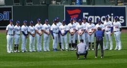 Walker Buehler, Max Muncy, Chris Taylor, Justin Turner, Jon SooHoo, Dodgers team photo, 2021 All-Star Game