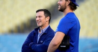 Andrew Friedman, Clayton Kershaw, 2021 National League Wild Card Game workout