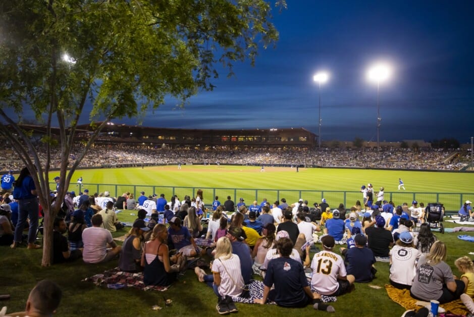 Dodgers fans, Camelback Ranch view, 2022 Spring Training