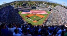 Dodger Stadium view, United States of America flag, 2022 MLB All-Star Game