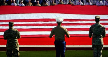 Military members, United States of America flag, 2022 MLB All-Star Game