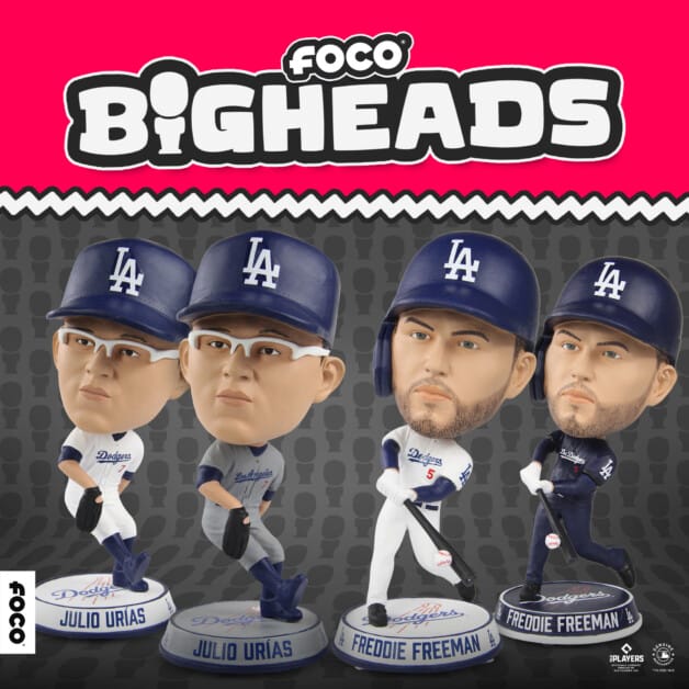 Freddie Freeman, Julio Urías, Dodgers bighead bobbleheads, FOCO