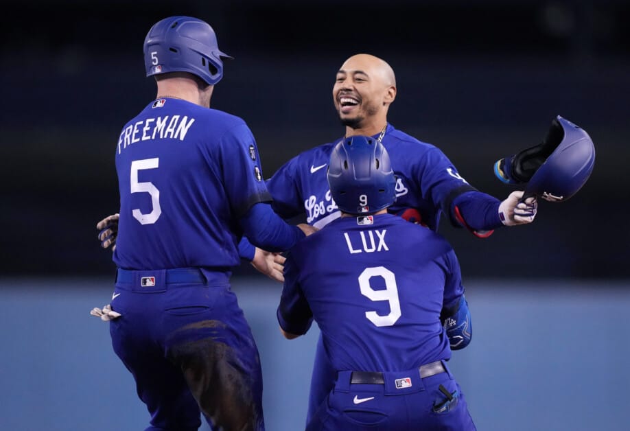 Mookie Betts, Freddie Freeman, Gavin Lux, Dodgers walk-off win, Dodgers City Connect