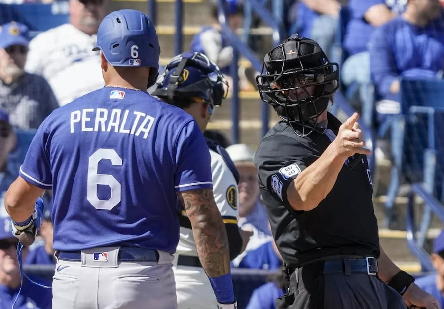 David Peralta, umpire, automatic ball, pitch timer, 2023 Spring Training