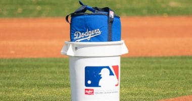 Dodgers baseball bag, workout 2023 Spring Training