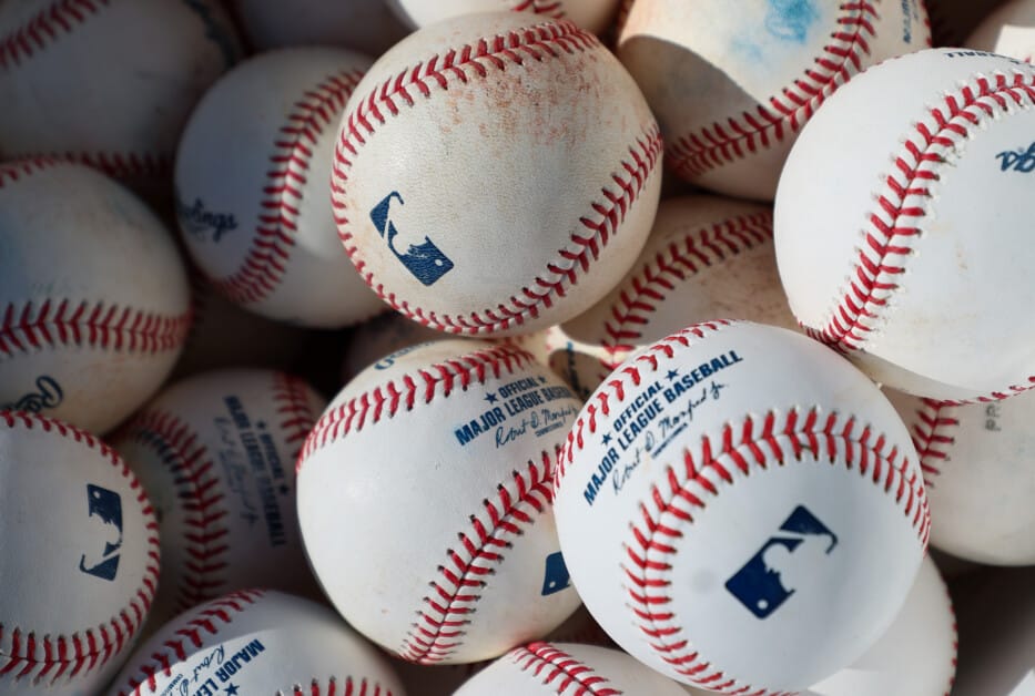 General view of baseballs, 2023 Spring Training
