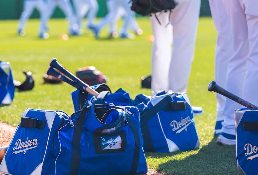 Miguel Rojas, Dodgers workout bags, 2023 Spring Training