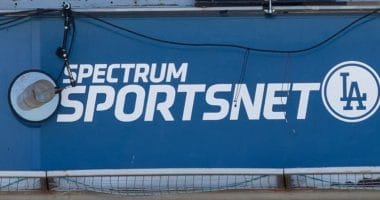 Spectrum SportsNet LA booth, logo