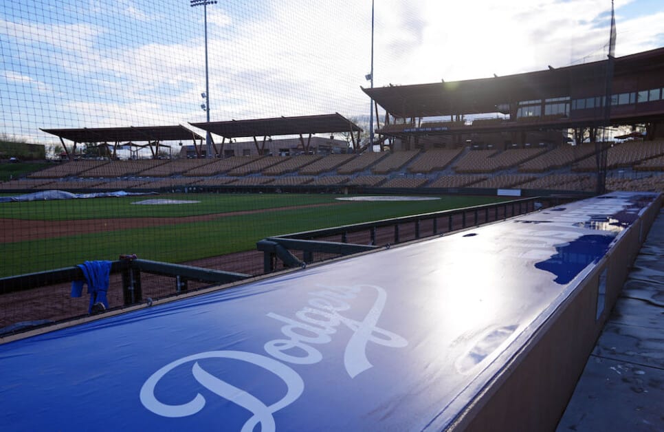 Dodgers dugout, Camelback Ranch seats, 2023 Spring Training