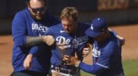 Gavin Lux, Dave Roberts, Dodgers trainer, 2023 Spring Training