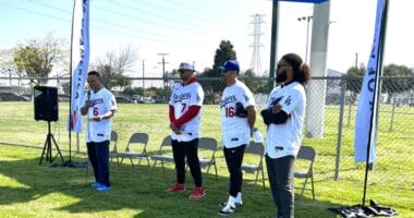 Andre Ethier, Jerry Hairston Jr., Andre Jackson, James Loney, Dodgers Dreamfield, Jackie Robinson Day