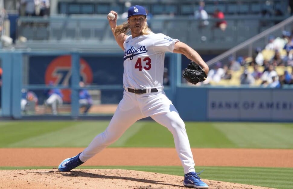 New York Mets NOAH SYNDERGAARD pitches to LA Dodgers Chase Utley