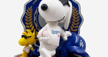 Dodgers bobblehead, Snoopy, Woodstock, Peanuts, FOCO