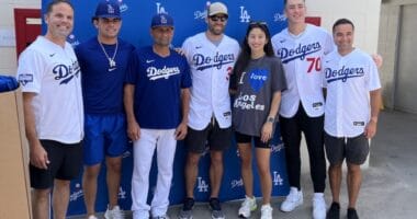 Dino Ebel, Bobby Miller, Chris Taylor, Mary Taylor, Jacoby & Meyers, Dodgers backpack drive
