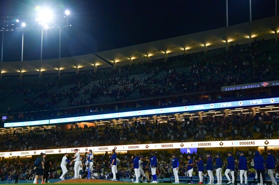 Dodgers win, Dodger Stadium lights