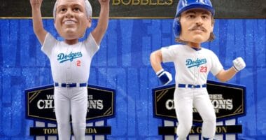 Tommy Lasorda, Kirk Gibson, Dodgers 1988 World Series bobbleheads, FOCO