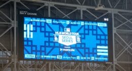 Dodgers, Padres, Gocheok Sky Dome scoreboard, Seoul Series, MLB World Tour 2024