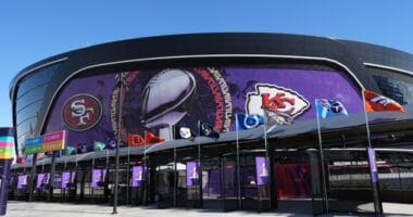 Allegiant Stadium entrance, San Francisco 49ers, Kansas City Chiefs, Super Bowl LVIII, Super Bowl 58