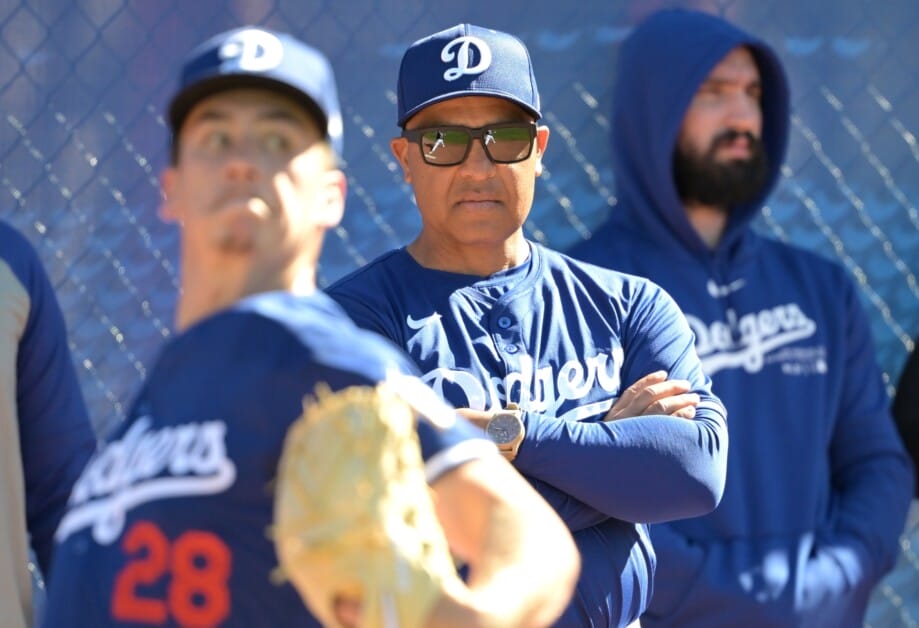 Bobby Miller, Dave Roberts, Tony Gonsolin, Dodgers workout, 2024 Spring Training