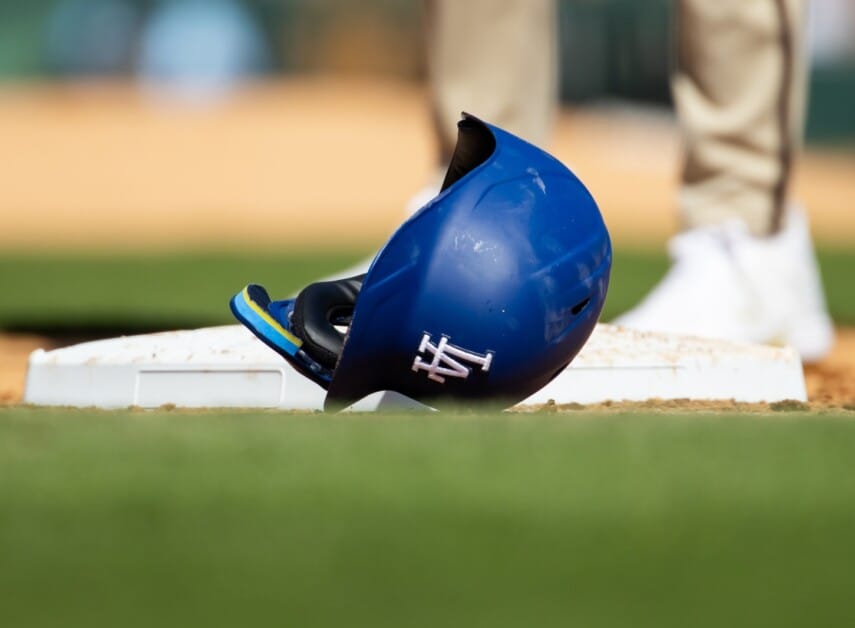 Dodgers helmet, base, 2024 Spring Training