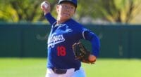 Yoshinobu Yamamoto, Dodgers workout, 2024 Spring Training