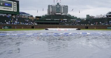 Wrigley Field tarp, rain delay