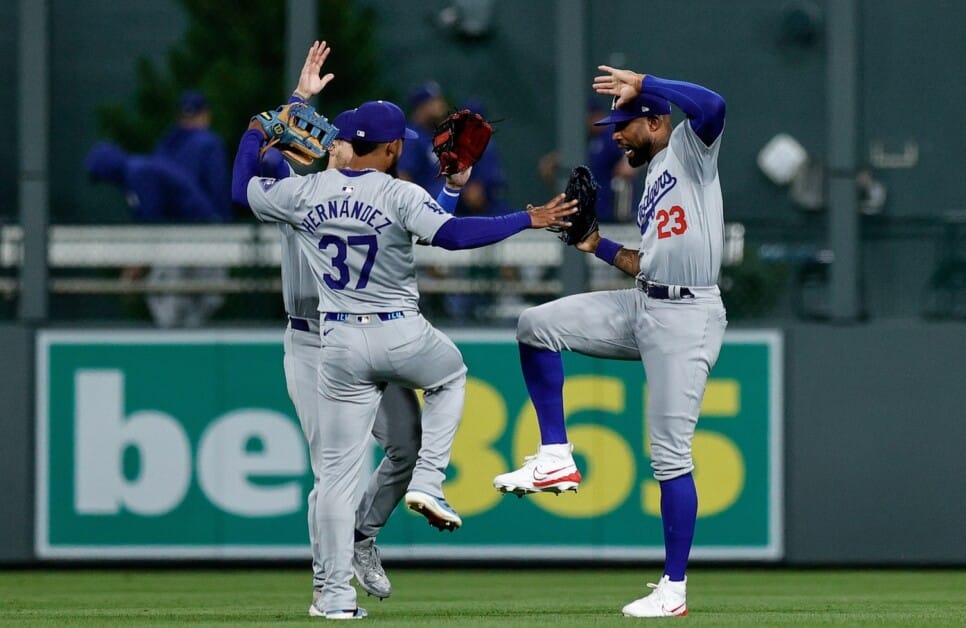 Teoscar Hernández, Andy Pages, Jason Heyward, Dodgers win, Dodgers celebration