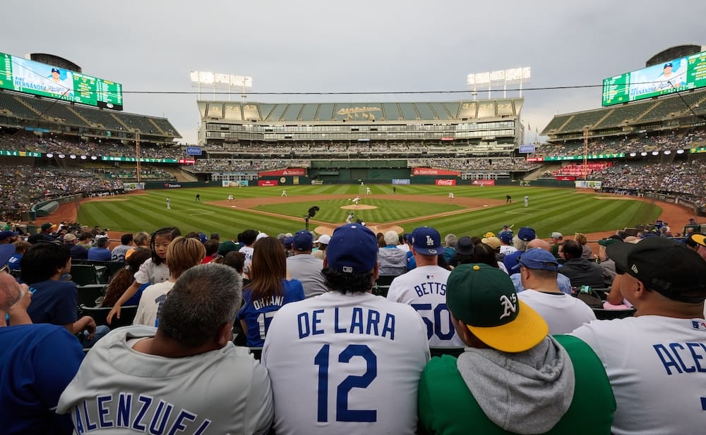 Dodgers fans, Oakland Coliseum view