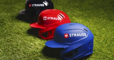 MLB helmet logo, STRAUSS